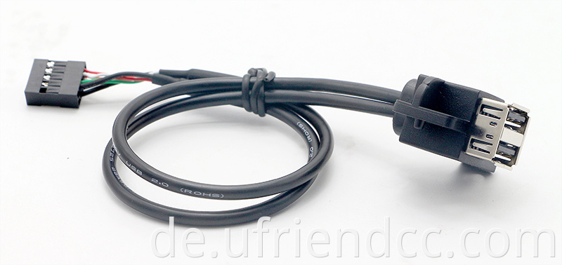 Customized Dual Layer USB 2.0 weibliche Tafelhalterung mit Schraube bis zu Dupont 2,54 mm Stifte Pitch -Kabel